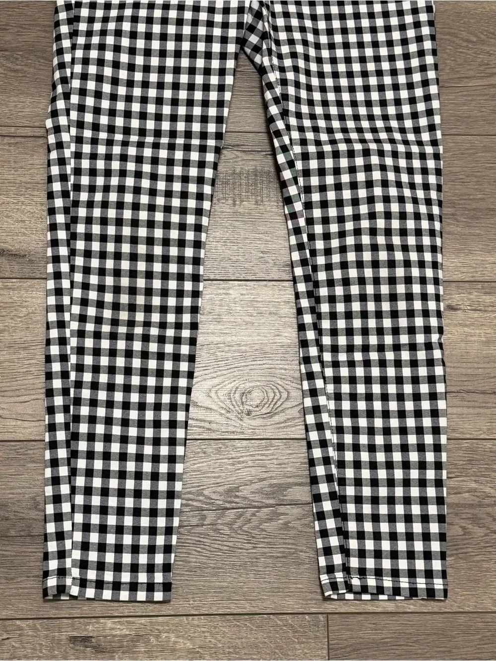 Free People Women's Gingham Pants Black White Sz 26